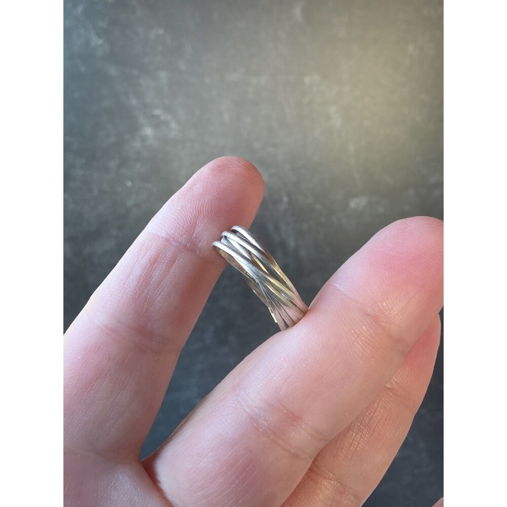 925 Sterling Silver Intertwined Bands Ring, Size US 8.5 Vintage